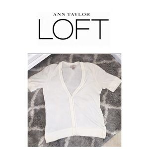 LOFT Cream Cardigan w/Beading